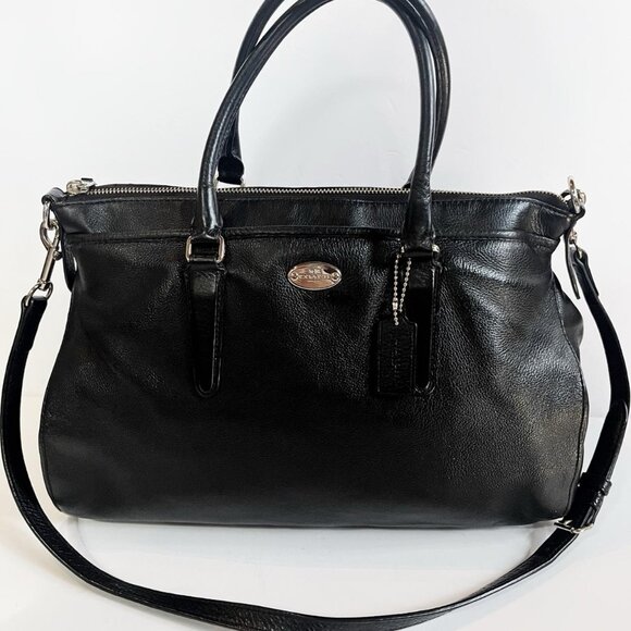 Coach Black Pebbled Leather Morgan Tote Satche - Picture 1 of 6